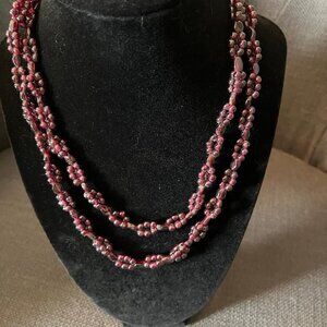 Genuine Garnet Strand and Cluster Necklace